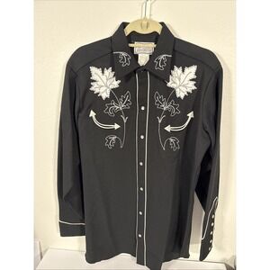 H Bar C California‎ Ranchwear Black Shirt 16 L/S Mapleton Embroidered Mens N1